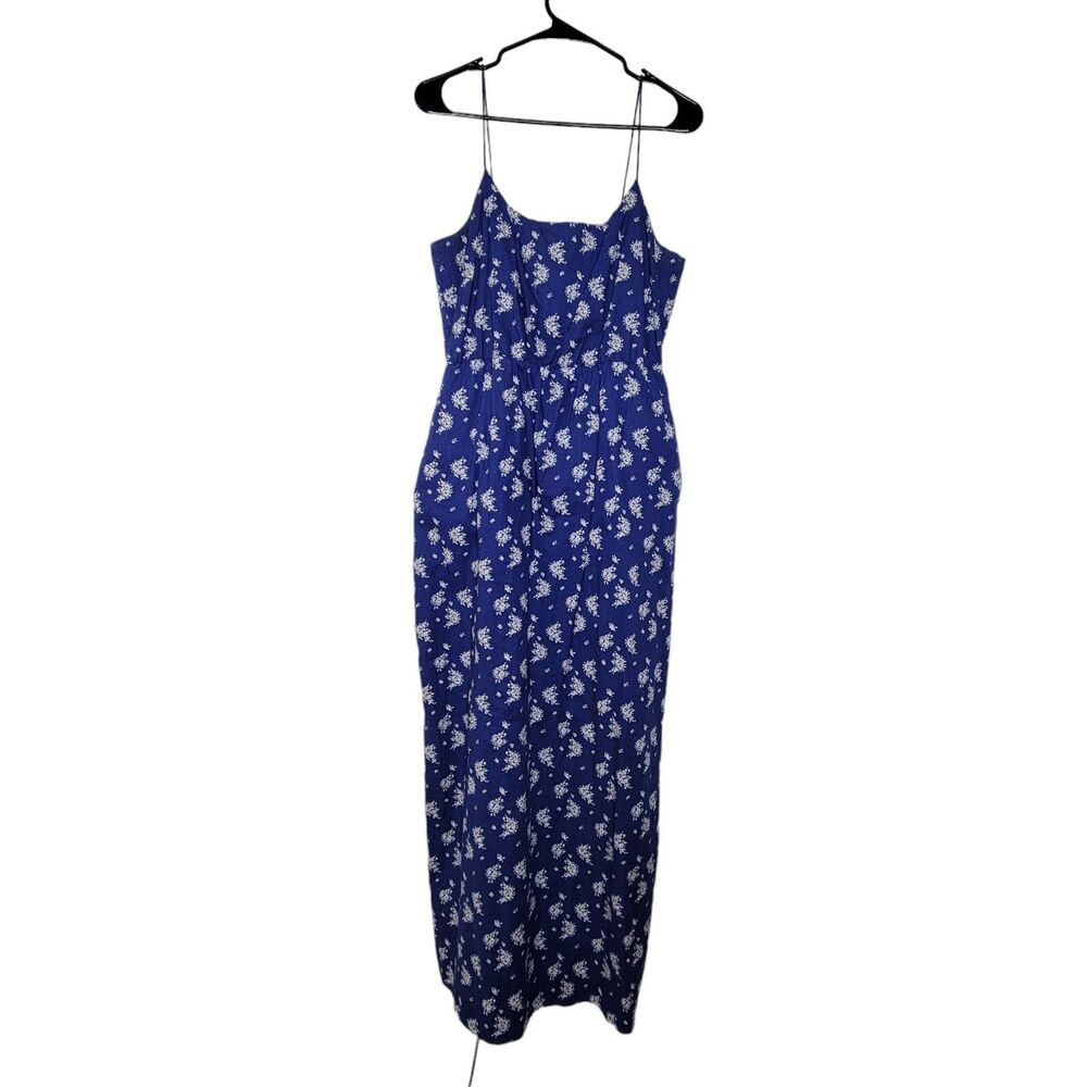 J. Crew Sz 8 Blue & White Floral Strappy Sleeveless Spaghetti Strap Maxi Dress